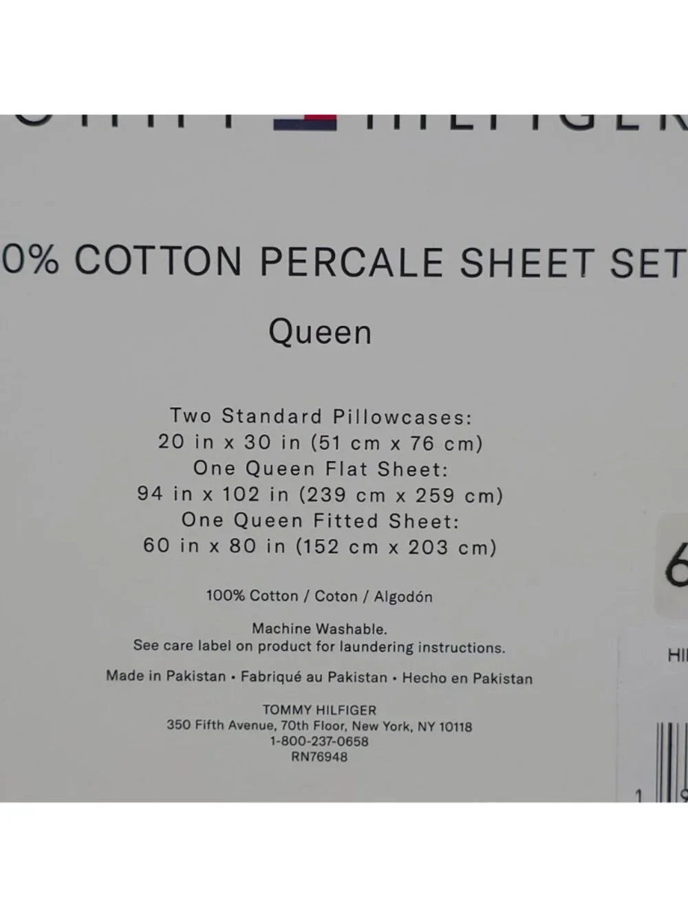 Tommy Hilfiger 100% Cotton Percale Queen Sheet Set Red Hilfiger Essentials
